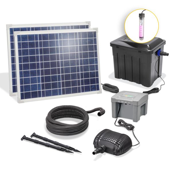 UV-Solar Teichfiltersystem 1900/100Wp 24Ah LiFe Akkubox